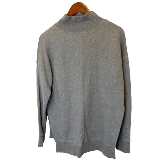 Free People Terrycloth Sweater Oversized Pullover High-neck Open Sides Gray Cott - Picture 4 of 6